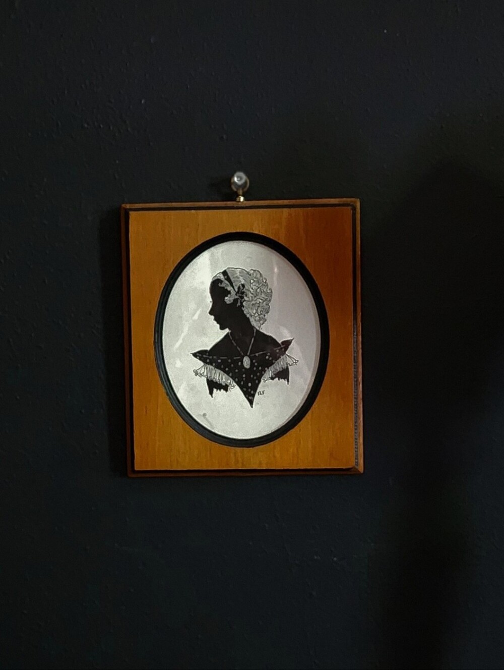 Vintage Mid-Century Silhouette Print Framed  Regency Style Woman